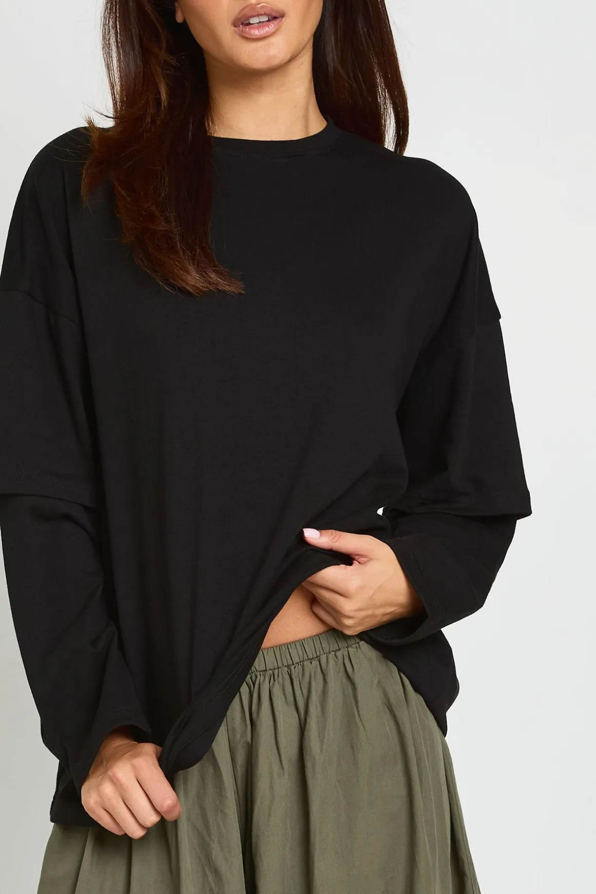T-shirt Oversize À Manches Double Épaisseur