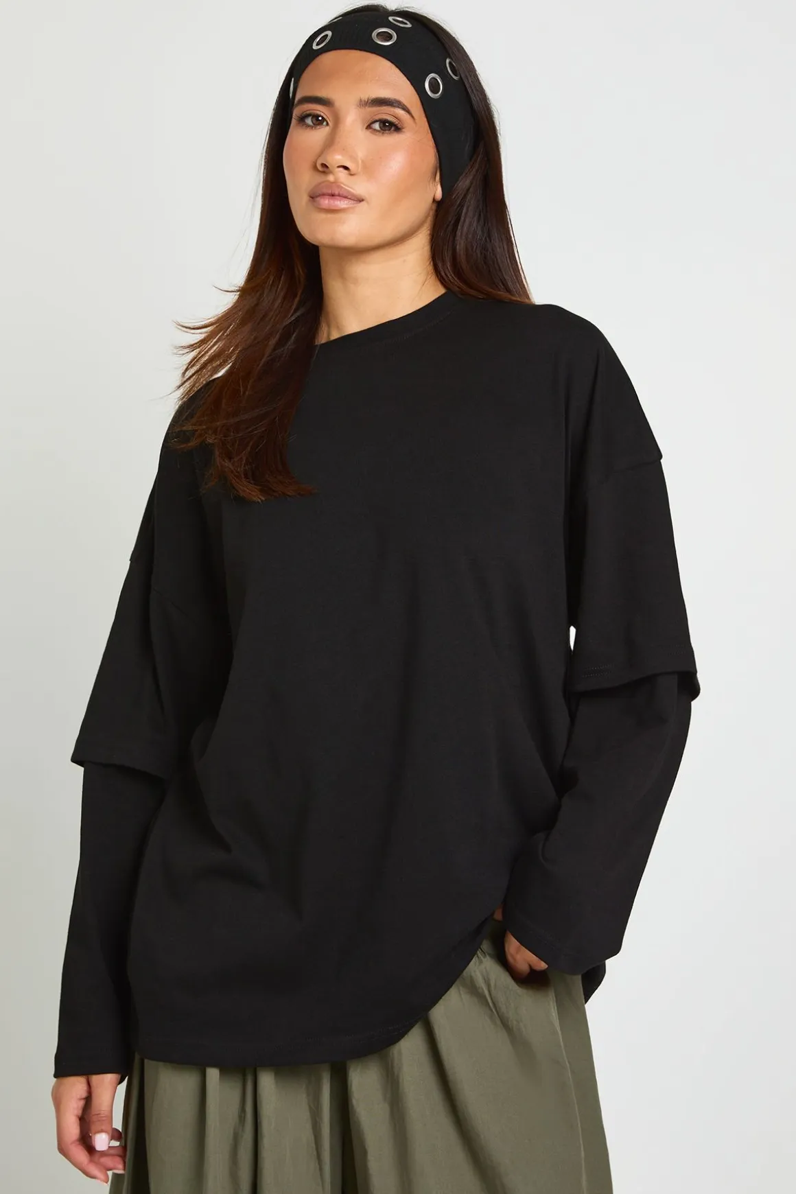 T-shirt Oversize À Manches Double Épaisseur