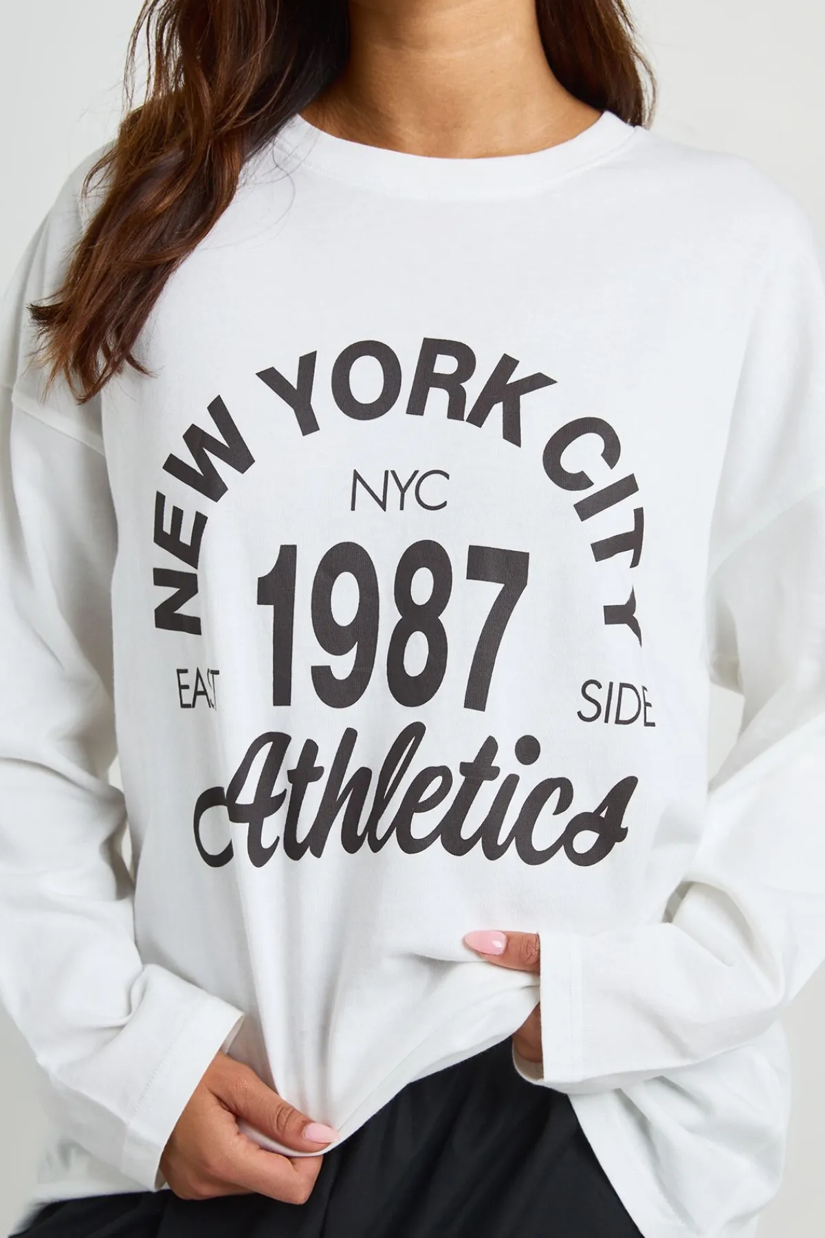 boohoo T-shirt Oversize À Manches Longues Imprimé New York<Femme Tops