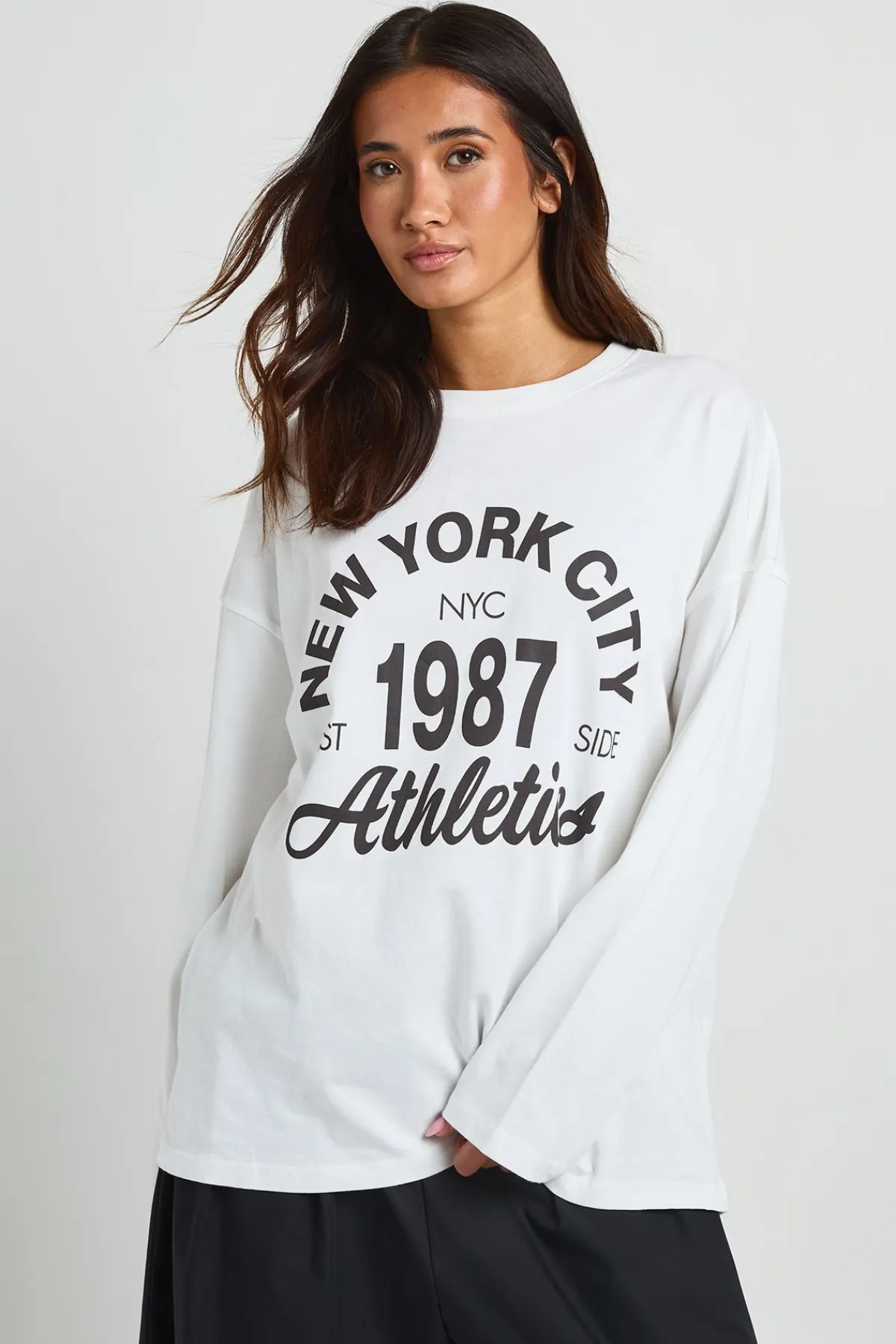 boohoo T-shirt Oversize À Manches Longues Imprimé New York<Femme Tops