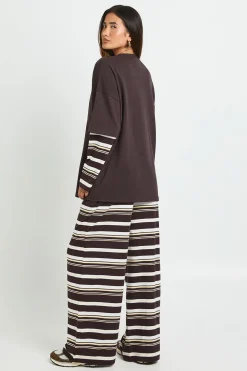 T-shirt Oversize À Manches Rayées Double Épaisseur