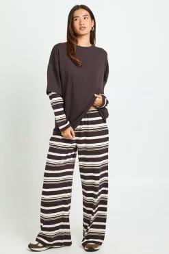 T-shirt Oversize À Manches Rayées Double Épaisseur