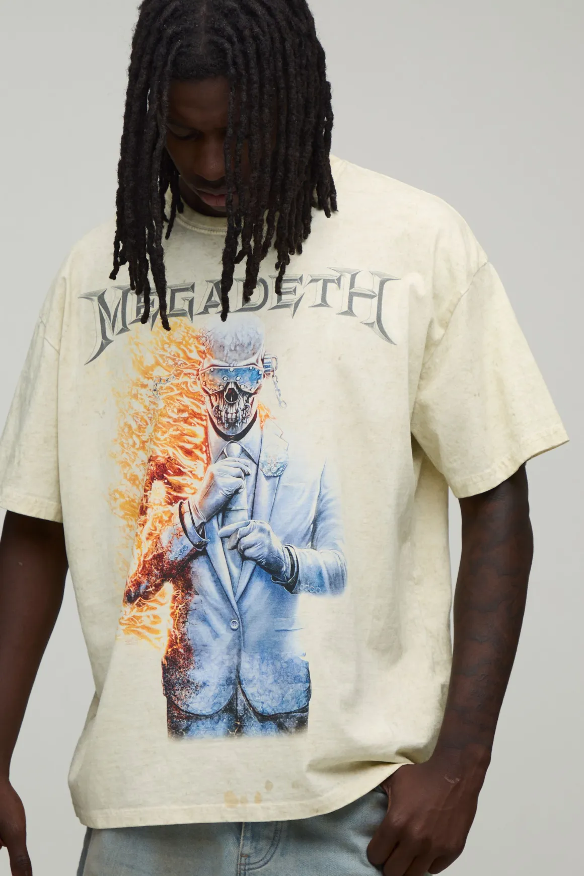 T-shirt Oversize Megadeth Imprimé Licence Délavage Acide