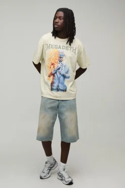 T-shirt Oversize Megadeth Imprimé Licence Délavage Acide
