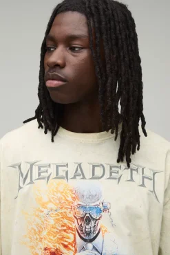 T-shirt Oversize Megadeth Imprimé Licence Délavage Acide