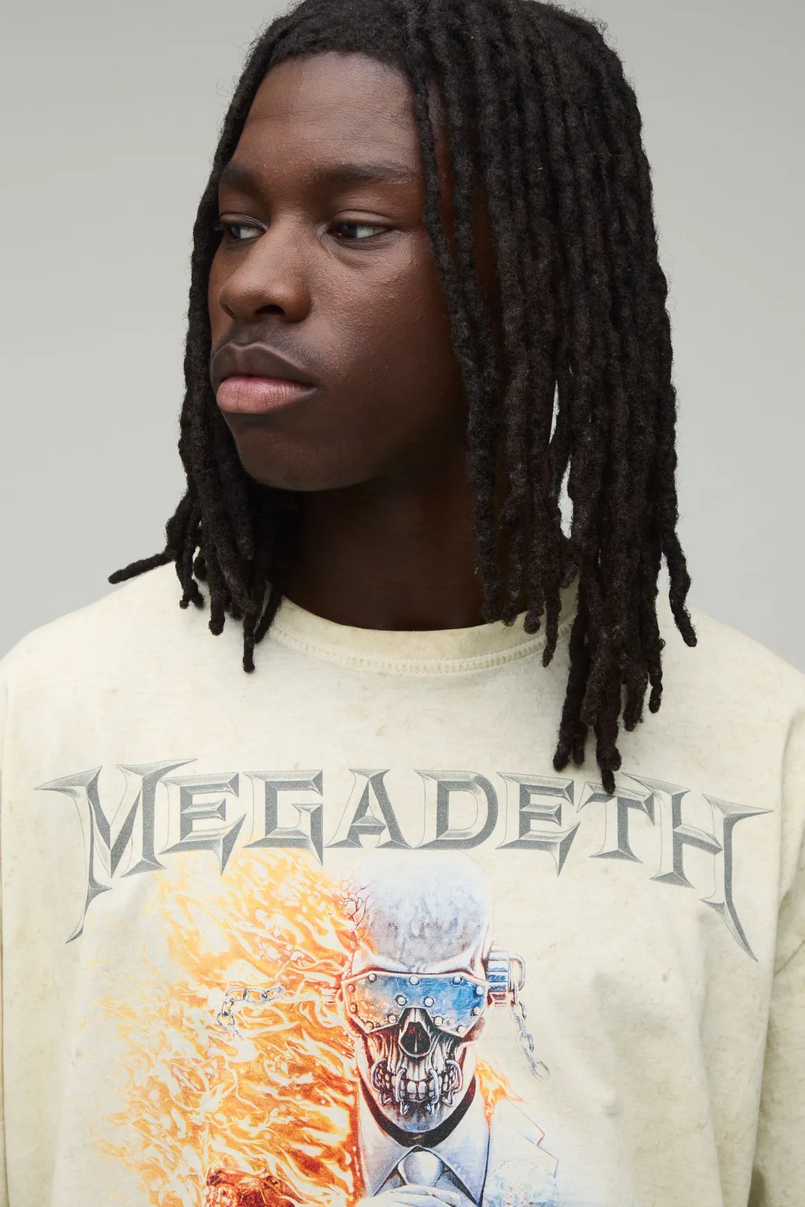 T-shirt Oversize Megadeth Imprimé Licence Délavage Acide