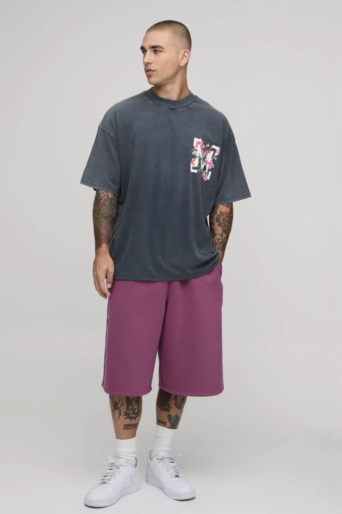 boohooMAN T-shirt Oversize À Motif Floral Graphique Effet Délavé Acide<Homme T-Shirts Impriméstendances|T-Shirts