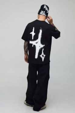 T-shirt oversize noir Graffiti Spray Star