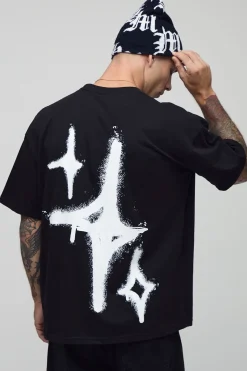T-shirt oversize noir Graffiti Spray Star