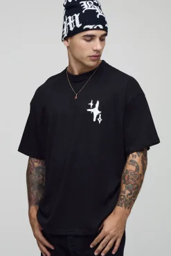 T-shirt oversize noir Graffiti Spray Star