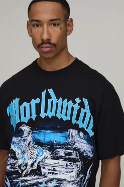 boohooMAN T-shirt Oversize Imprimé Western Grande Échelle<Homme T-Shirts Impriméstendances|T-Shirts