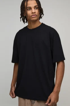 T-shirt oversize noir Kyoto, impression grand format style carte postale