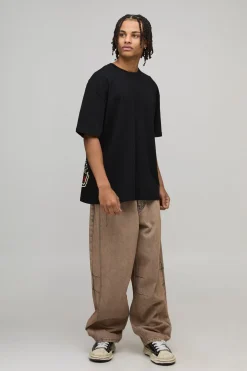 T-shirt oversize noir Kyoto, impression grand format style carte postale
