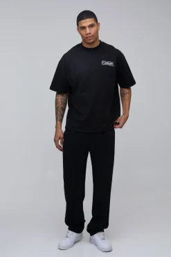 T-shirt Oversize Officiel Brodé En Coton Épais À Col Étendu