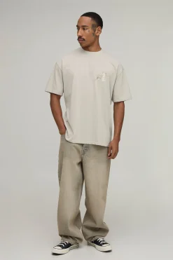 boohooMAN T-shirt Oversize Pierre À Imprimés Multiples Placés<Homme T-Shirts Impriméstendances|T-Shirts