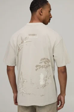 boohooMAN T-shirt Oversize Pierre À Imprimés Multiples Placés<Homme T-Shirts Impriméstendances|T-Shirts