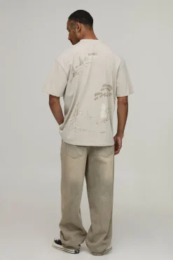 boohooMAN T-shirt Oversize Pierre À Imprimés Multiples Placés<Homme T-Shirts Impriméstendances|T-Shirts