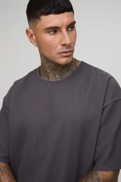 boohooMAN T-shirt oversize plissé et boxy<Homme T-Shirts Tall|Tout Afficher