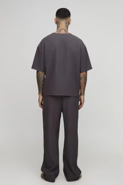 boohooMAN T-shirt oversize plissé et boxy<Homme T-Shirts Tall|Tout Afficher