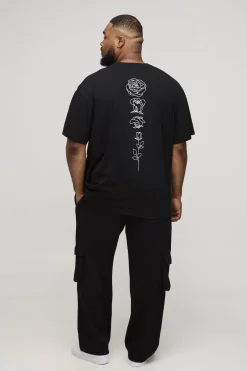 T-shirt Oversize Plus à imprimé floral et dessin linéaire