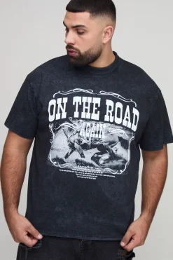 boohooMAN T-shirt oversize Plus à l'effigie de Willie Nelson sous licence, imprimé et délavé<Homme T-Shirts Impriméstendances|T-Shirts