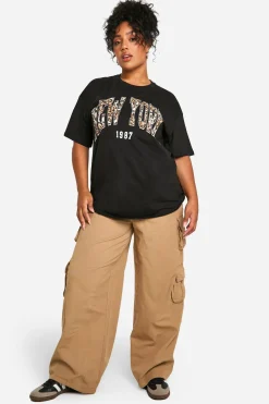 T-shirt Oversize Plus Léopard New York