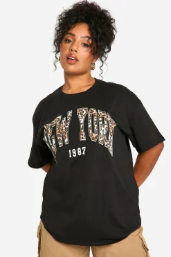 T-shirt Oversize Plus Léopard New York