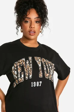 T-shirt Oversize Plus Léopard New York