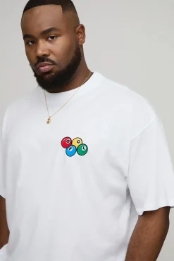 T-shirt oversize Plus OFCL 8 Ball brodé en blanc