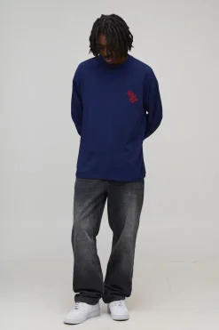 T-shirt oversize poids lourd BM brodé à manches flûte longues