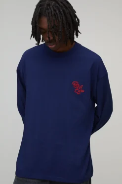 T-shirt oversize poids lourd BM brodé à manches flûte longues
