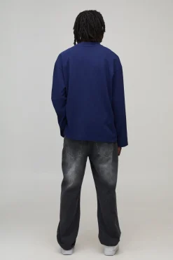 T-shirt oversize poids lourd BM brodé à manches flûte longues