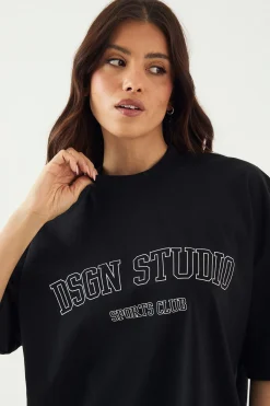 DSGN Studio T-Shirt Oversize Poids Lourd Sports Club<Femme Dsgn Studio|Tops