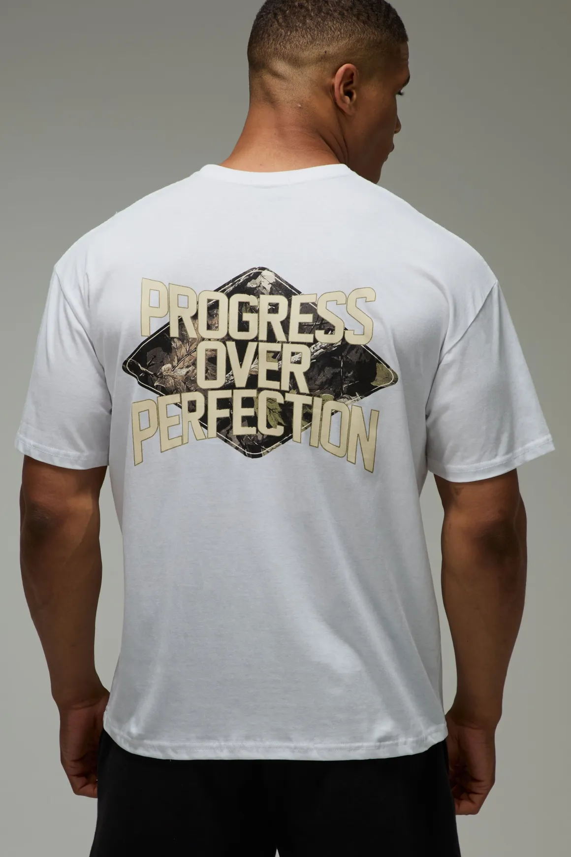 T-shirt Oversize Progress Over Perfection À Imprimé Camouflage Actif