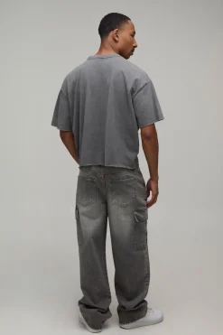 T-shirt Oversize Raccourci Effet Usé Imprimé Grunge Lavage Vintage