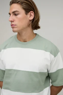 T-shirt Oversize À Rayures Colour Block