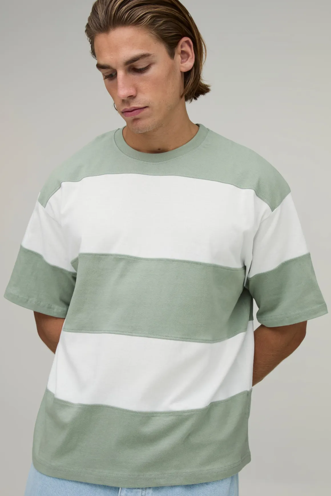 T-shirt Oversize À Rayures Colour Block