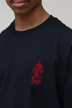 T-shirt Oversize Rouge Brodé Dragon