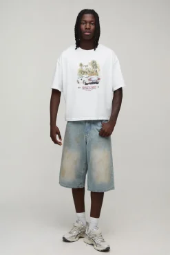 boohooMAN T-shirt Oversize Rétréci Imprimé Côte Amalfitaine<Homme T-Shirts Impriméstendances|T-Shirts