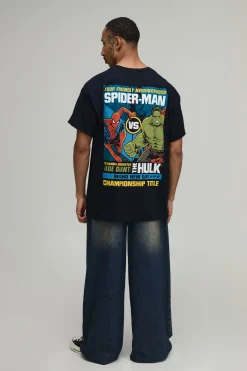 T-shirt Oversize Sous Licence Spiderman & Hulk