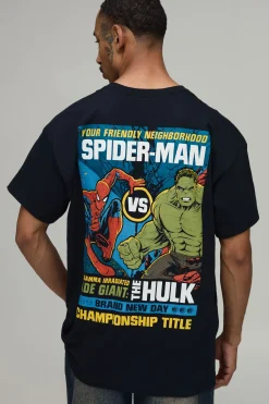 T-shirt Oversize Sous Licence Spiderman & Hulk