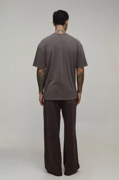 T-shirt Oversize Tall Délavé Chocolat Imprimé City Of Angels