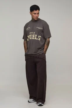 T-shirt Oversize Tall Délavé Chocolat Imprimé City Of Angels