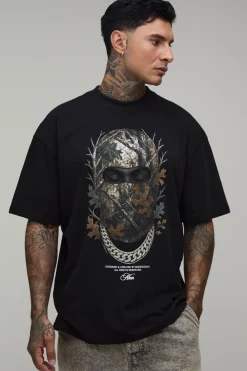 boohooMAN T-shirt Oversize Tall À Imprimé Cagoule De Ski Col Étendu<Homme Tout Afficher|Tout Afficher