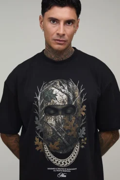 boohooMAN T-shirt Oversize Tall À Imprimé Cagoule De Ski Col Étendu<Homme Tout Afficher|Tout Afficher