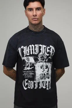 T-shirt Oversize Tall À Imprimé Renaissance Et Effet Spray Wash
