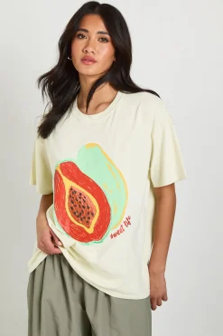 boohoo T-shirt Papaya Imprimé Sweet Life Effet Délavé<Femme Tops