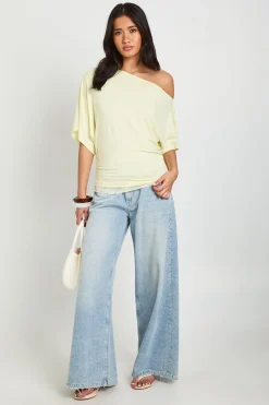 boohoo T-shirt Épaules Dénudées Avec Bordure En Dentelle<Femme Satin Et Dentelle|Tops