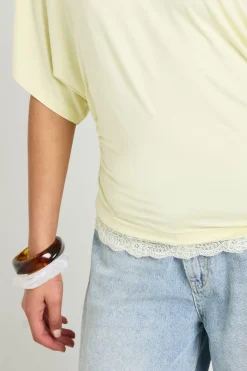 boohoo T-shirt Épaules Dénudées Avec Bordure En Dentelle<Femme Satin Et Dentelle|Tops