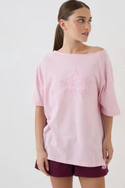 DSGN Studio T-shirt À Épaules Dénudées Avec Inscription Contrastée<Femme Dsgn Studio|Tops